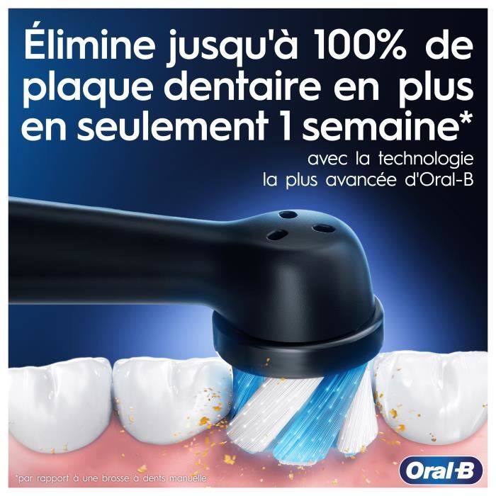 Oral-B iO 3 Lot De 2, Brosses a Dents Électriques Noire et Bleue, 2 Brossettes, 1 Étui De Voyage