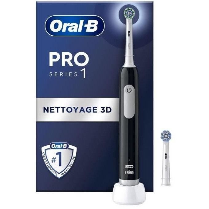 Oral-B Pro Series 1 Brosse a Dents Électrique Noire, 2 Brossettes, Conçue Par Braun