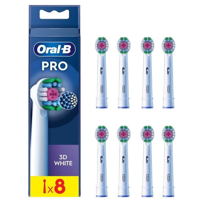 Brossettes ORAL-B - 3D White - Pack de 8 brossettes pour brosse a dent électrique