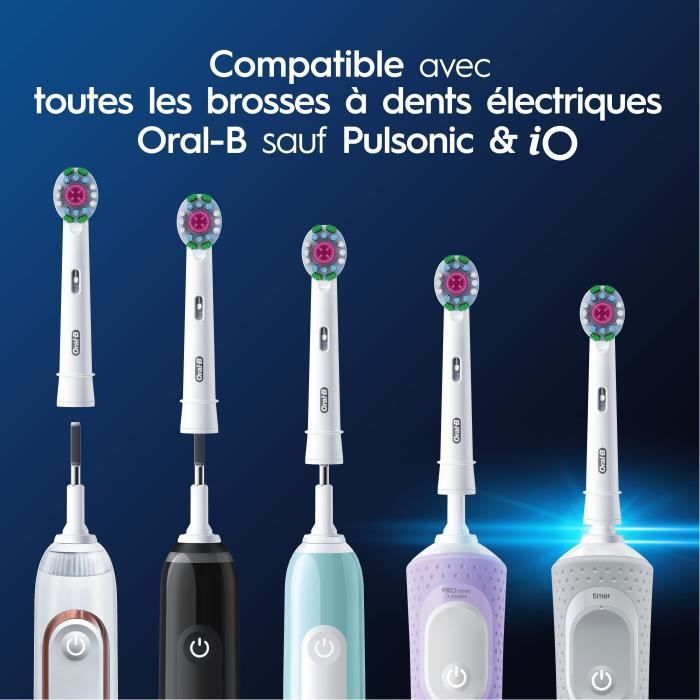 Brossettes ORAL-B - 3D White - Pack de 8 brossettes pour brosse a dent électrique