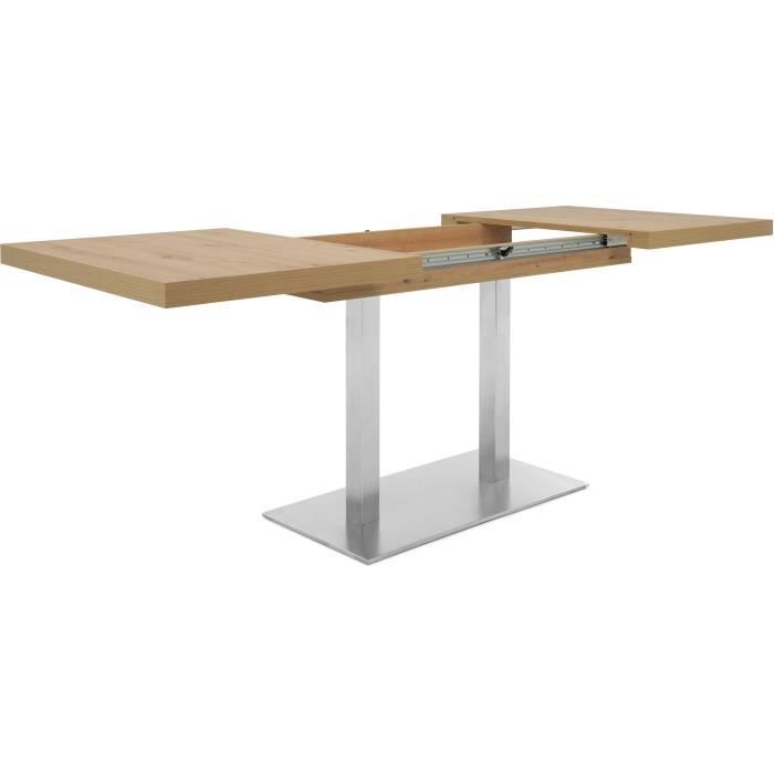 ORLANDO Table a manger a rallonge - Style contemporain - Décor chene artisan et alu - L 120-200 x P 80 x H 75 cm