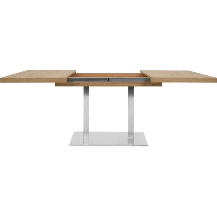 ORLANDO Table a manger a rallonge - Style contemporain - Décor chene artisan et alu - L 120-200 x P 80 x H 75 cm