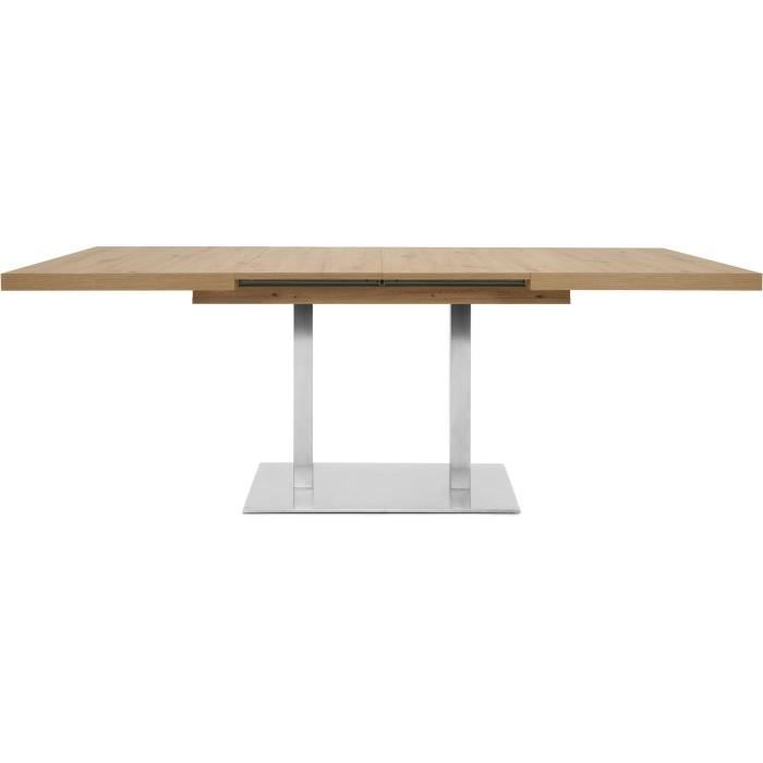 ORLANDO Table a manger a rallonge - Style contemporain - Décor chene artisan et alu - L 120-200 x P 80 x H 75 cm