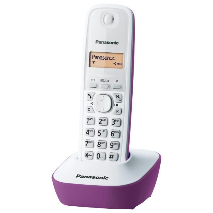 Panasonic KX-TG1611FRF | Téléphone Sans Fil, Base & Combiné, ID de l'Appelant, LCD, Répertoire, Mémoire Rappel, Réveil, RÉPONDEUR