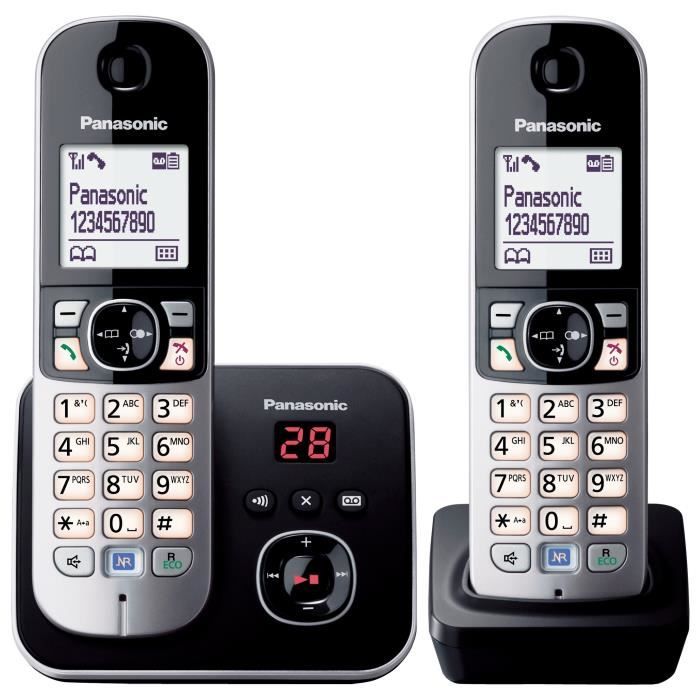 Téléphone sans fil duo PANASONIC KXTG6822 avec réduction de bruit et blocage sélectif