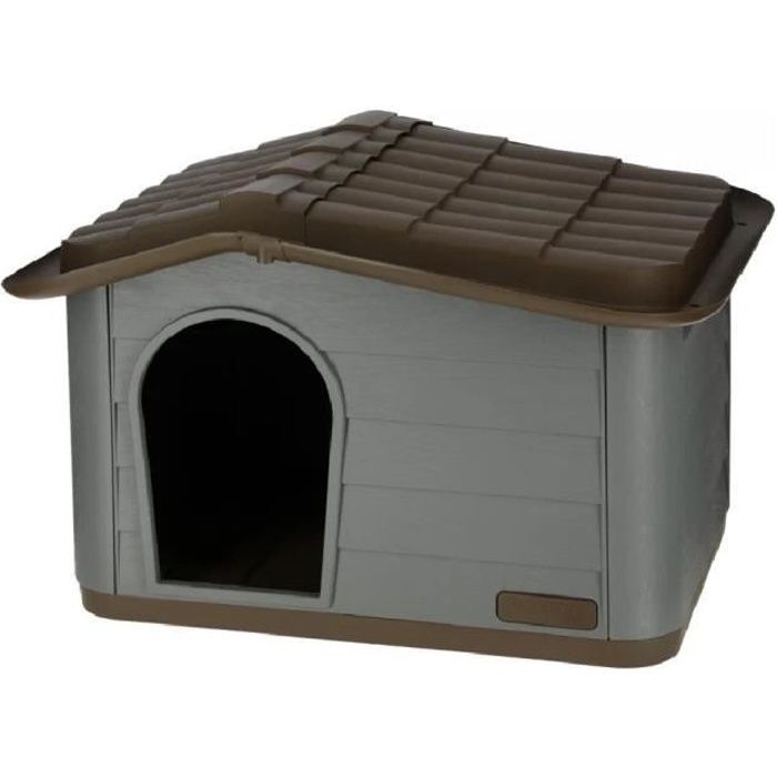 KERBL Maison extérieure pour chats - 60 x 51 x 41 cm - Gris et marron - Plastique