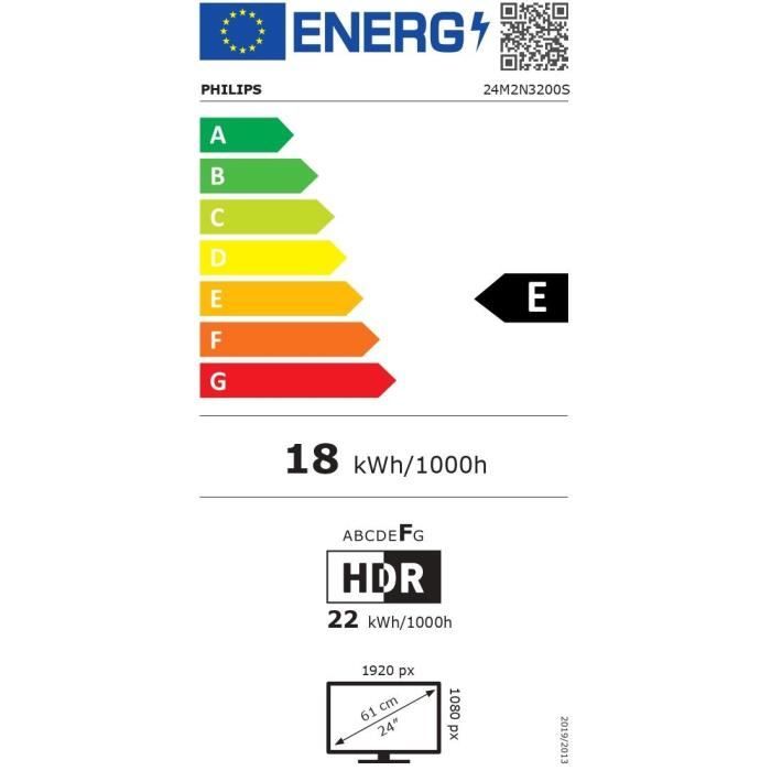 Écran PC - PHILIPS - Evnia 24M2N3200S - 23,8 FHD - Dalle Fast IPS - 180Hz - 0,5ms - Smart Crosshair - HDMI/DP - Noir