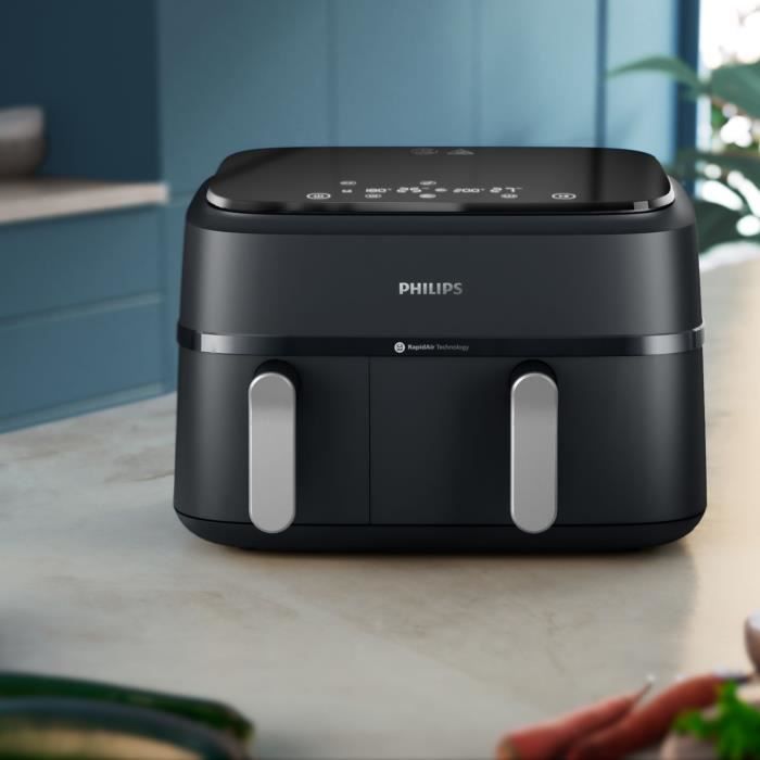 Friteuse sans huile - PHILIPS - Airfryer XXL NA351/00 - Double Cuve 9L - 8 Préréglages - Noir