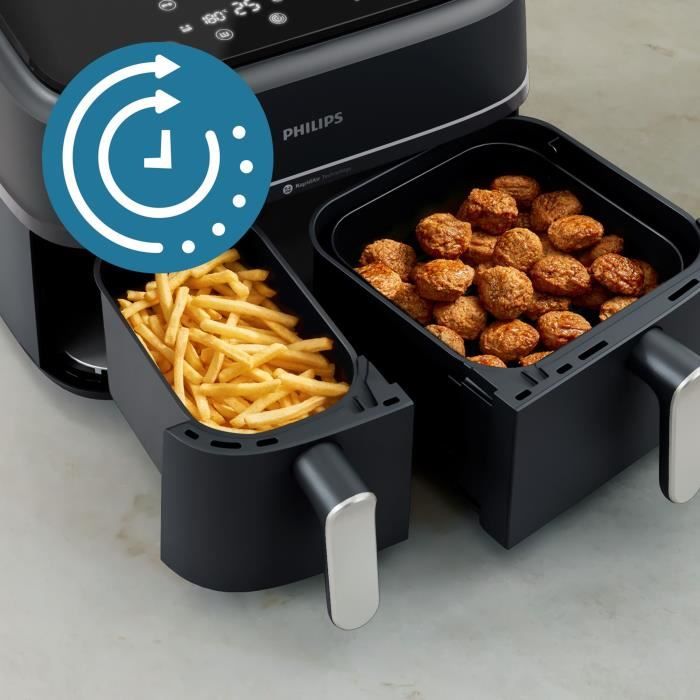 Friteuse sans huile - PHILIPS - Airfryer XXL NA351/00 - Double Cuve 9L - 8 Préréglages - Noir