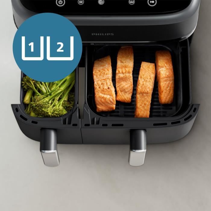 Friteuse sans huile - PHILIPS - Airfryer XXL NA351/00 - Double Cuve 9L - 8 Préréglages - Noir