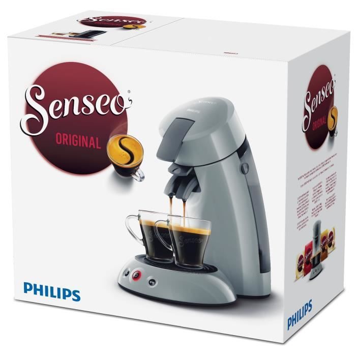 Machine a café dosette SENSEO ORIGINAL Philips HD6553/71, Booster d'arômes, Crema Plus (mousse plus dense), 1 a 2 tasses, Gris