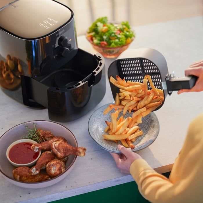 Friteuse sans huile - PHILIPS - Airfryer HD9200/90 Série 3000 - 4,1L - 4 personnes - 7 préréglages - Noir