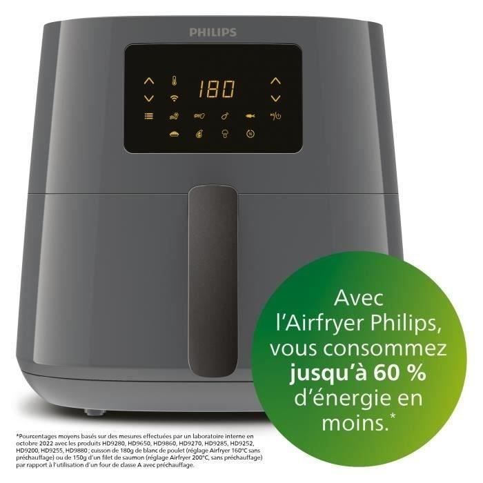 Friteuse sans huile - PHILIPS - Airfryer XL Connecté HD9280/60 - 6,2L - Technologie Rapid Air - 7 préréglages - Gris