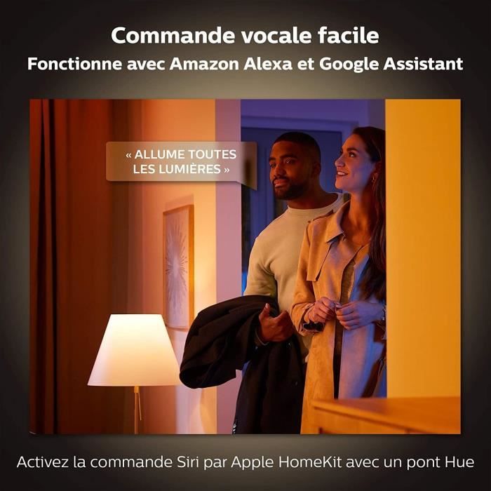 Philips Hue White & Color Ambiance, lampe Bloom, 4eme génération - Blanc, Bluetooth, fonctionne avec Alexa, Google, Homekit