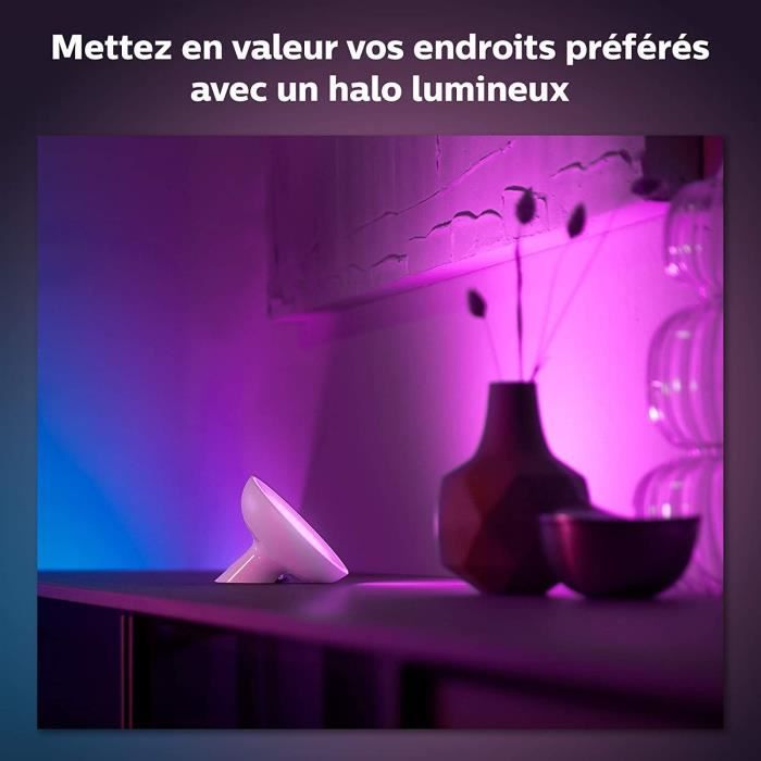 Philips Hue White & Color Ambiance, lampe Bloom, Noir, compatible Bluetooth, fonctionne avec Alexa, Google et Homekit