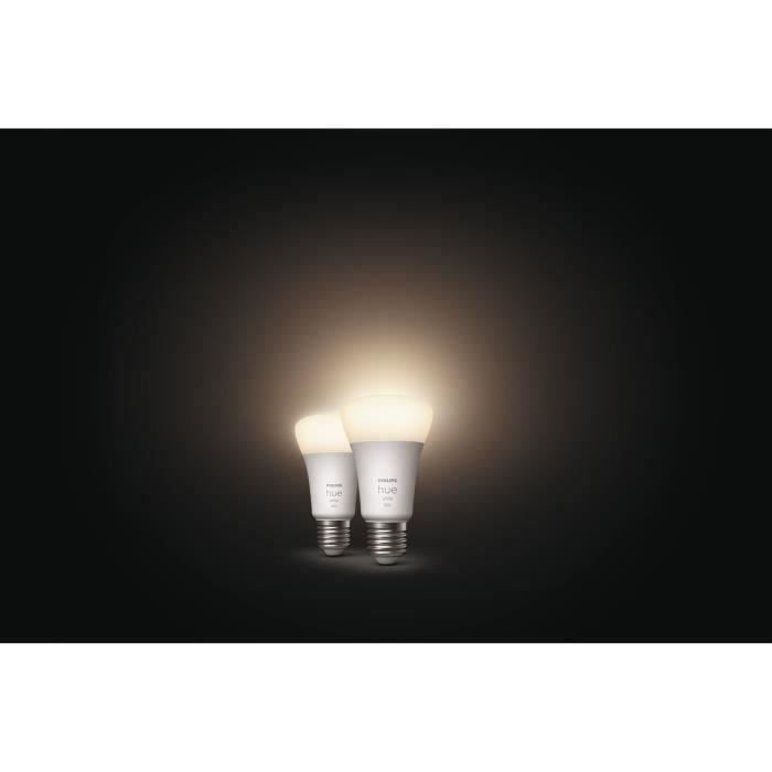 PHILIPS Hue White Ampoules LED connectées E27 - Compatible Bluetooth pack de 2