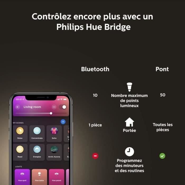 Philips Hue White & Color Ambiance, ampoule LED connectée E27, équivalent 60W, 800 lumen, Pack de 4, compatible Bluetooth