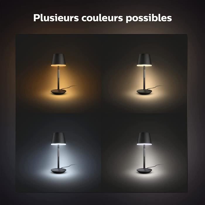 Philips White and Color Ambiance, lampe a poser portable Hue Belle, compatible Bluetooth, blanche