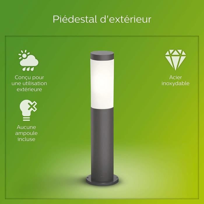 Borne extérieure PHILIPS Utrecht - Métal - LED - 1x20W - Gris - Contemporain - Design