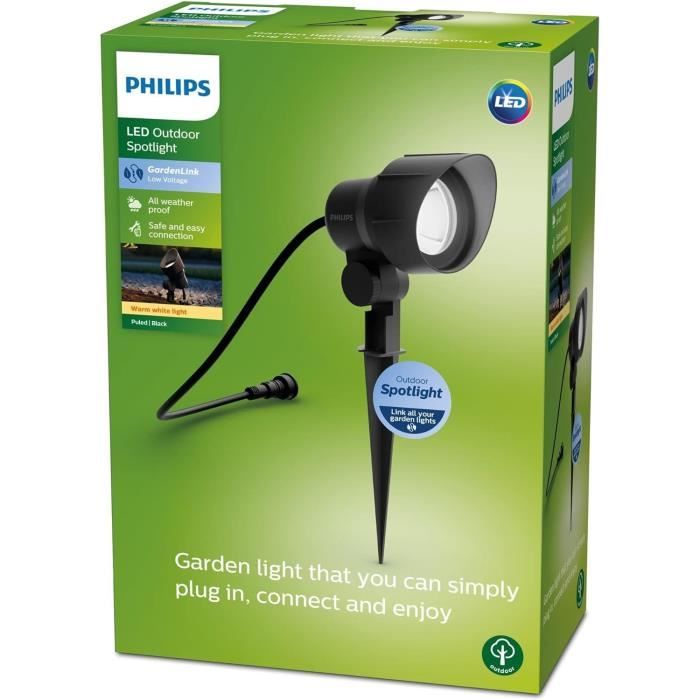 Spot extérieur PHILIPS Basse tension GardenLink 1x6W, 2700K, IP44 - Alimentation non incluse