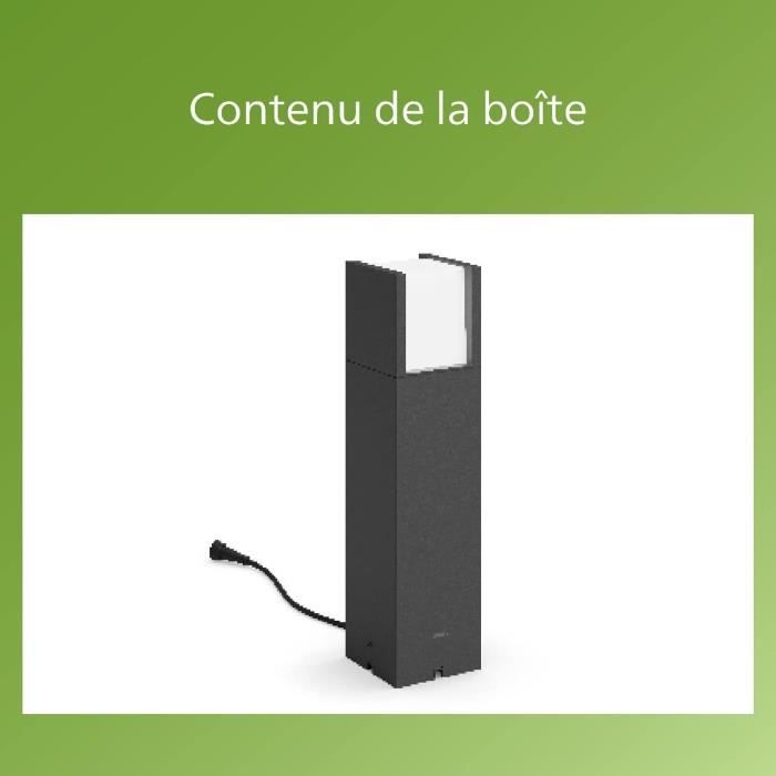 Borne extérieure PHILIPS Arbour - Basse tension 6W, 2700K - Anthracite - Alimentation non incluse