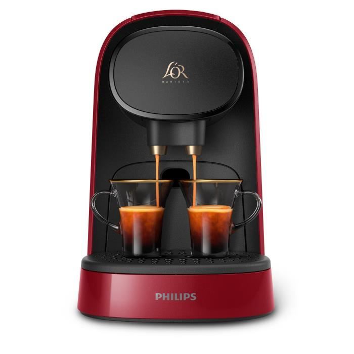 Machine a café a capsules double espresso PHILIPS L'Or Barista LM8012/51 - Rouge + 9 capsules