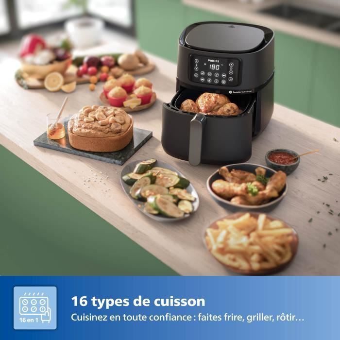 Friteuse sans huile - PHILIPS - Airfryer Connecté XXL HD9285/96 Série 5000 - 7,2L - 16 préréglages - Noir