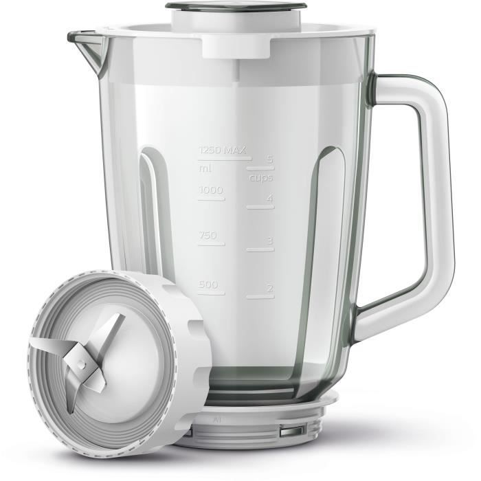 Blender - PHILIPS - Serie 3000 HR2291/20  Blanc  Bol en verre capacité 1.25L  2 vitesses  600W