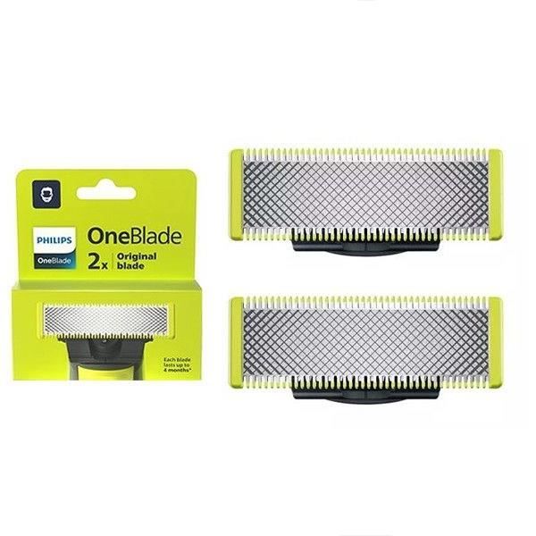 Lames de Rechange - PHILIPS - QP220/51 OneBlade - Acier Inoxydable, 4 Mois d'Utilisation, Double Sens, Étanches