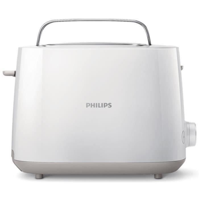 Grille-pain PHILIPS HD2581/00 - 2 fentes extra larges - 830 W - Réchauffe viennoiseries - Blanc