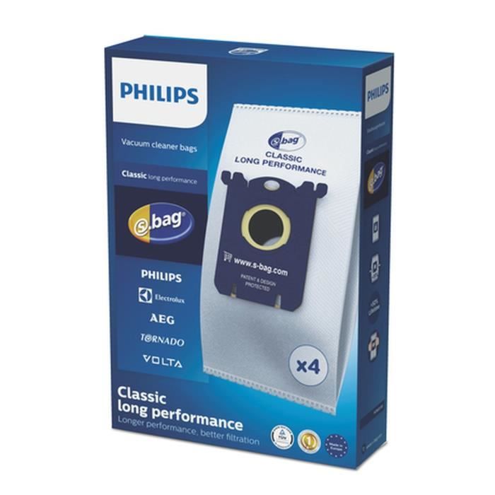 PHILIPS - Lot de 4 sacs aspirateur S-bag Classique Longue Performance - FC8021