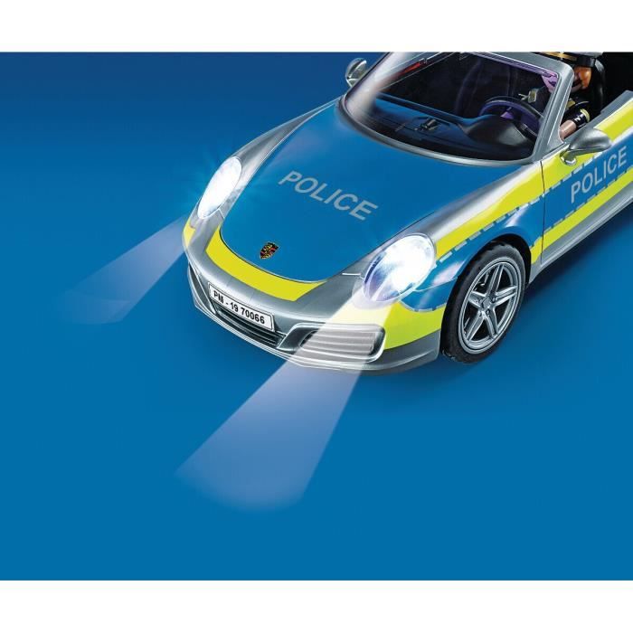 PLAYMOBIL 70066 Porsche 911 Carrera 4S Police - 2 policiers et accessoires - Effets sonores et lumineux