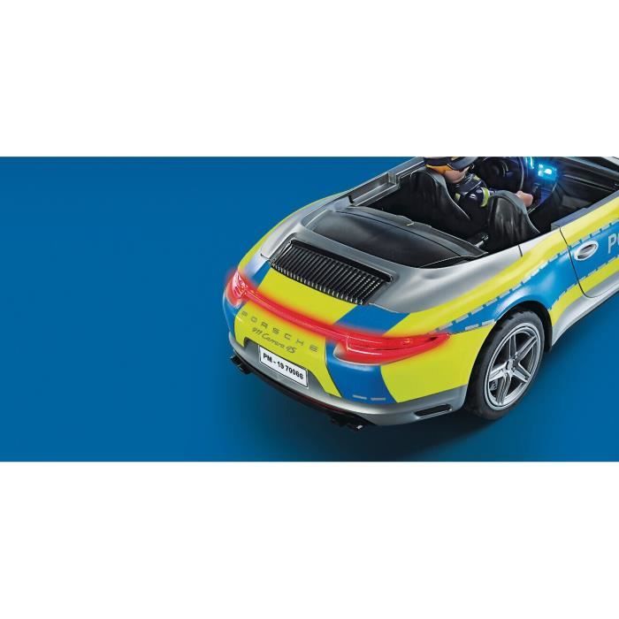 PLAYMOBIL 70066 Porsche 911 Carrera 4S Police - 2 policiers et accessoires - Effets sonores et lumineux