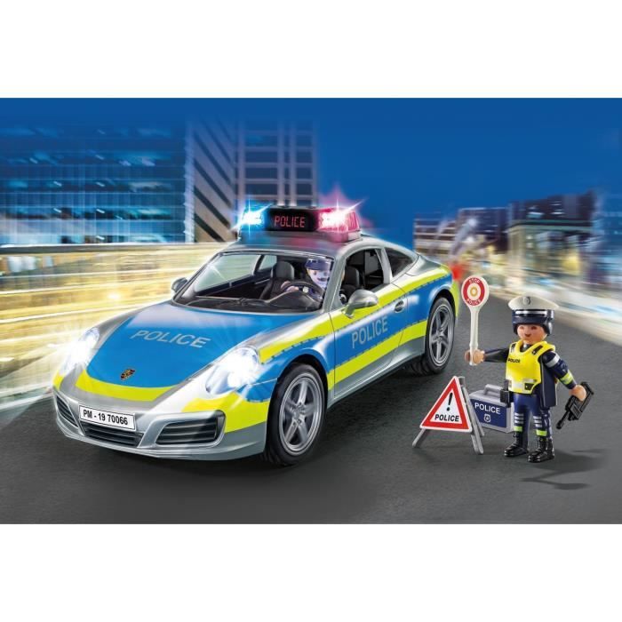 PLAYMOBIL 70066 Porsche 911 Carrera 4S Police - 2 policiers et accessoires - Effets sonores et lumineux