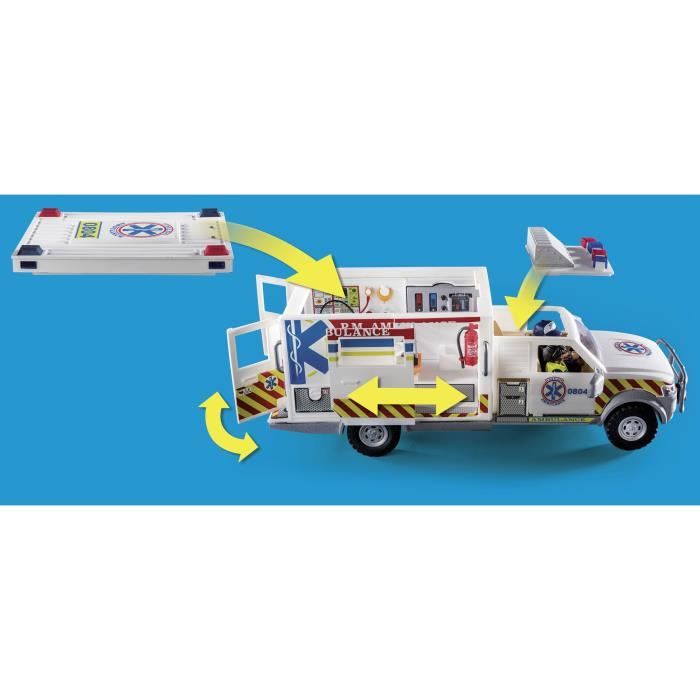 PLAYMOBIL 70936 Ambulance américaine avec secouristes et blessé, City Action, Les Secouristes