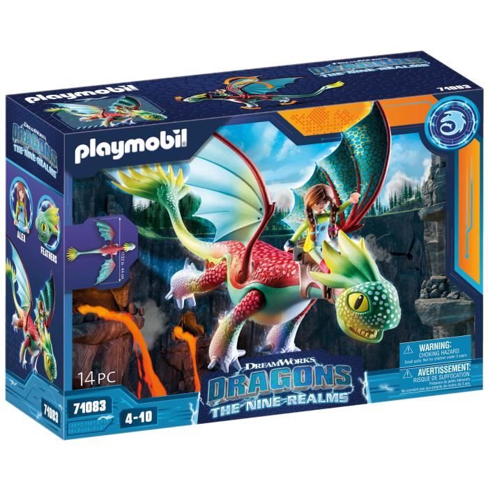 PLAYMOBIL - 71083 - Dragons Nine Realms: Feathers & Alex - Figurine de dragon amovible