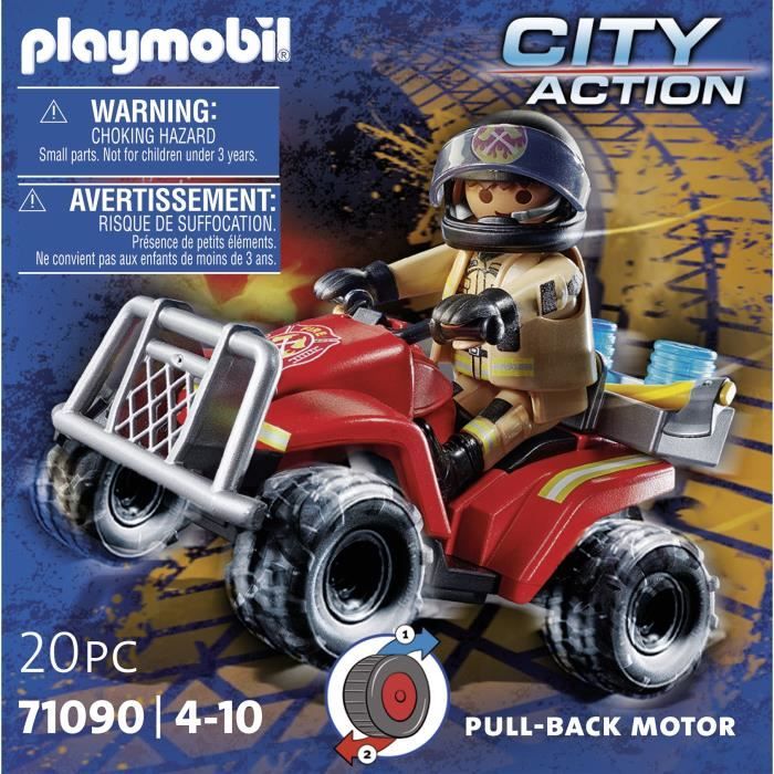 PLAYMOBIL - 71090 - Pompier et quad - Enfant 4 ans - Playmobil City Action - Plastique - Bleu