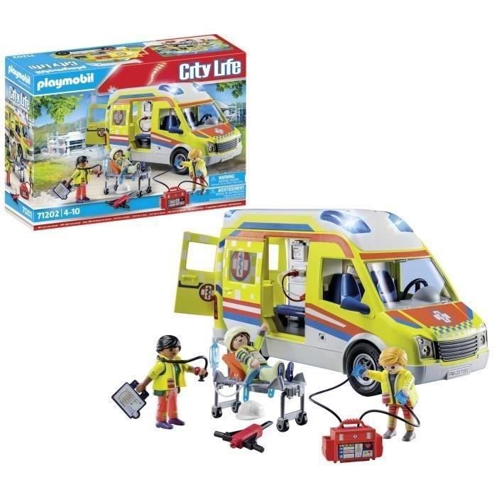 PLAYMOBIL 71202 Ambulance avec effets lumineux et sonore, City Action Les Secouristes