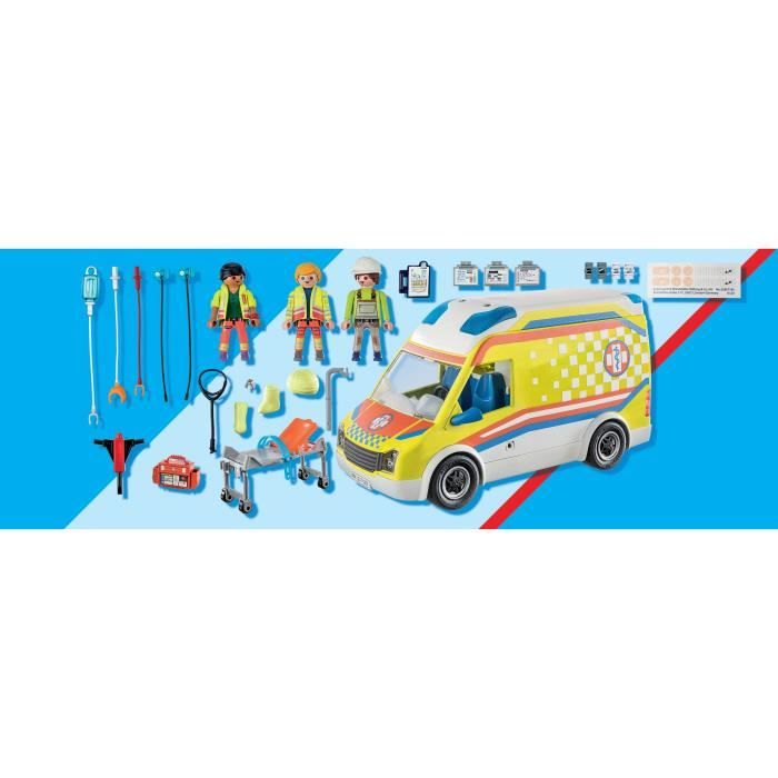 PLAYMOBIL 71202 Ambulance avec effets lumineux et sonore, City Action Les Secouristes