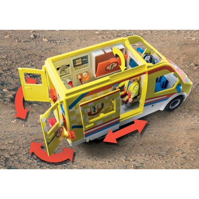 PLAYMOBIL 71202 Ambulance avec effets lumineux et sonore, City Action Les Secouristes