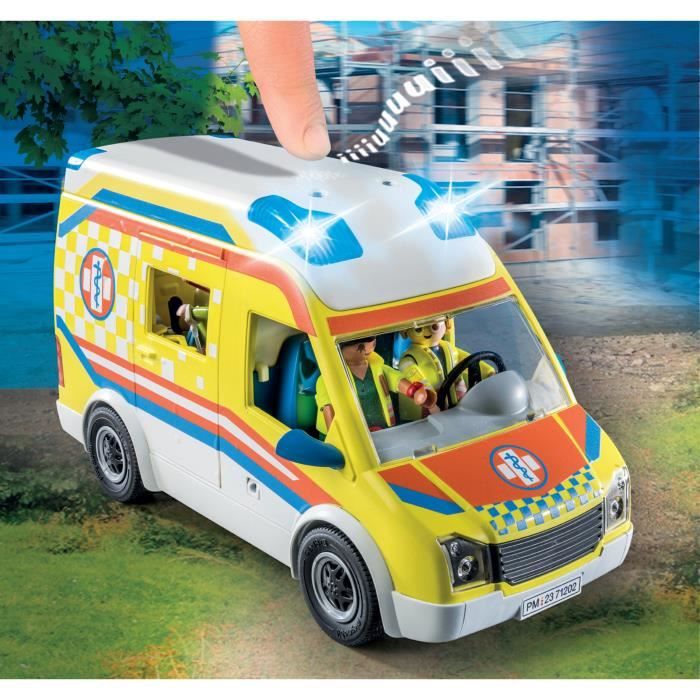 PLAYMOBIL 71202 Ambulance avec effets lumineux et sonore, City Action Les Secouristes