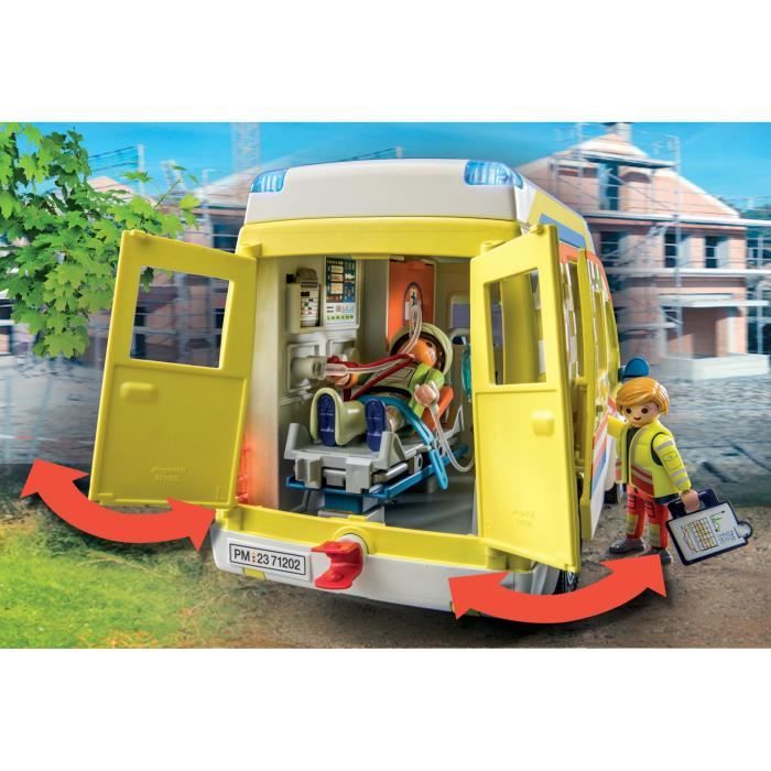 PLAYMOBIL 71202 Ambulance avec effets lumineux et sonore, City Action Les Secouristes