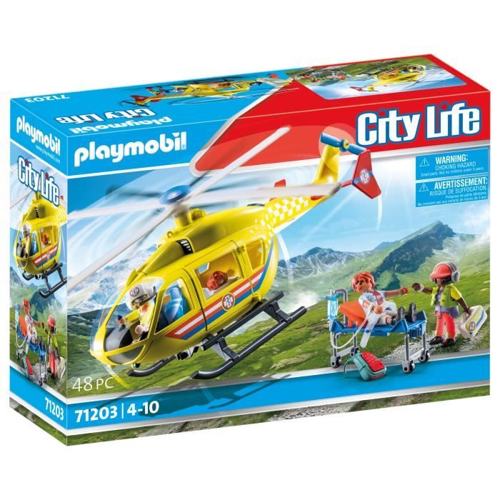 PLAYMOBIL 71203 Hélicoptere de secours, Figurine, City Action Les Secouristes