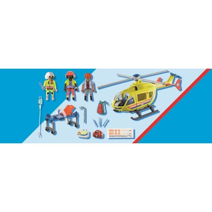 PLAYMOBIL 71203 Hélicoptere de secours, Figurine, City Action Les Secouristes