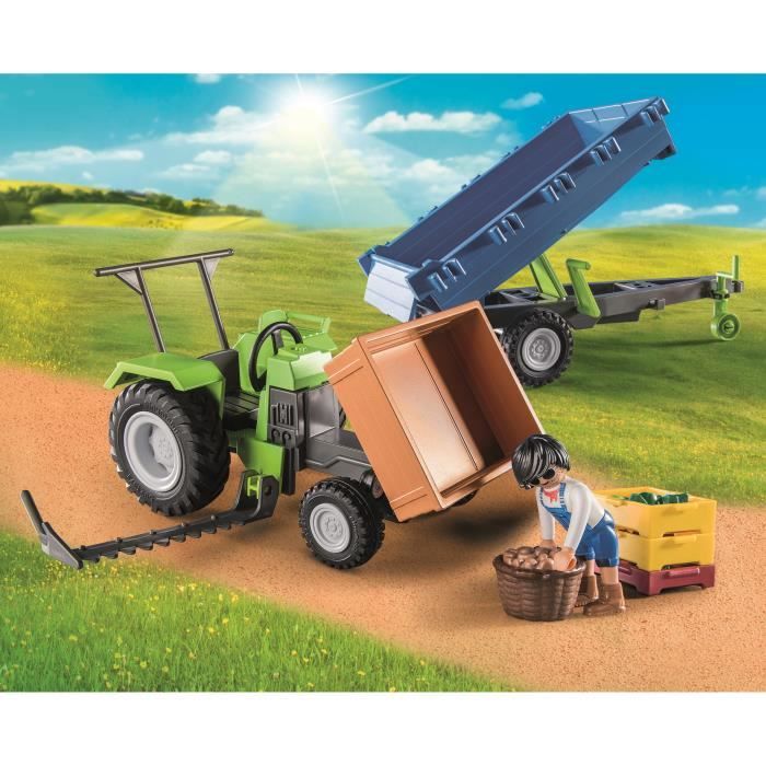 PLAYMOBIL - 71249 - Country La Ferme - Tracteur avec remorque