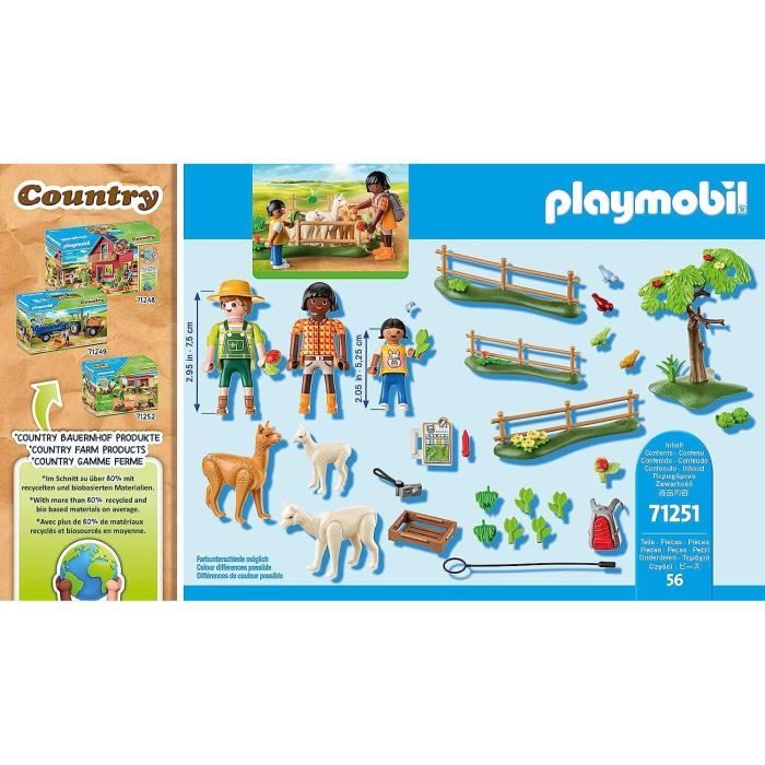 PLAYMOBIL - 71251 - Country La Ferme - Enclos a alpagas et randonneurs