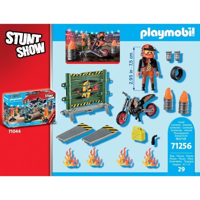 PLAYMOBIL - 71256 - Starter Pack Cascadeur - Moto Rutilante - Rampe de Feu