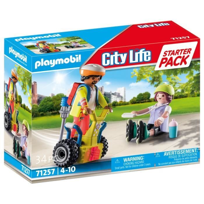 PLAYMOBIL - 71257 - City Action Les Secouristes - Starter Pack - Secouriste avec gyropode