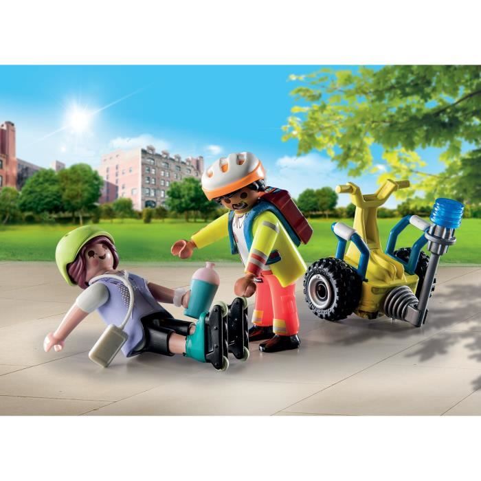 PLAYMOBIL - 71257 - City Action Les Secouristes - Starter Pack - Secouriste avec gyropode