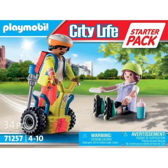 PLAYMOBIL - 71257 - City Action Les Secouristes - Starter Pack - Secouriste avec gyropode